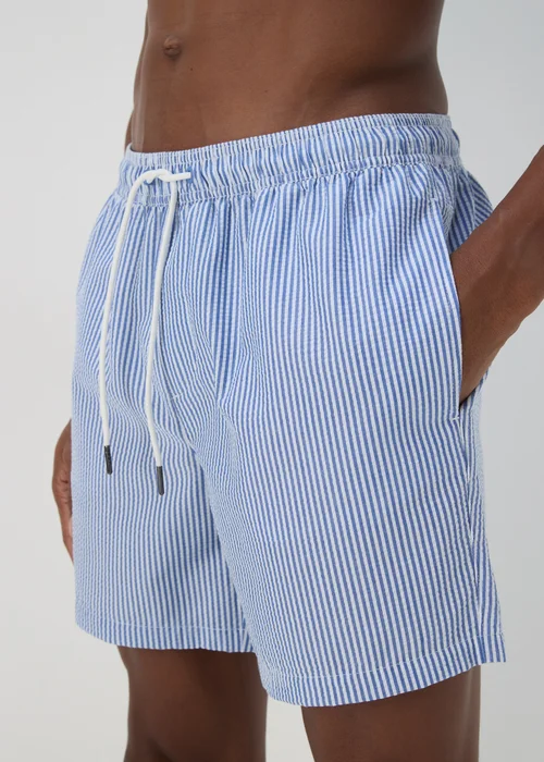 Blue Stripe Seersucker Swim Shorts - S Image 3
