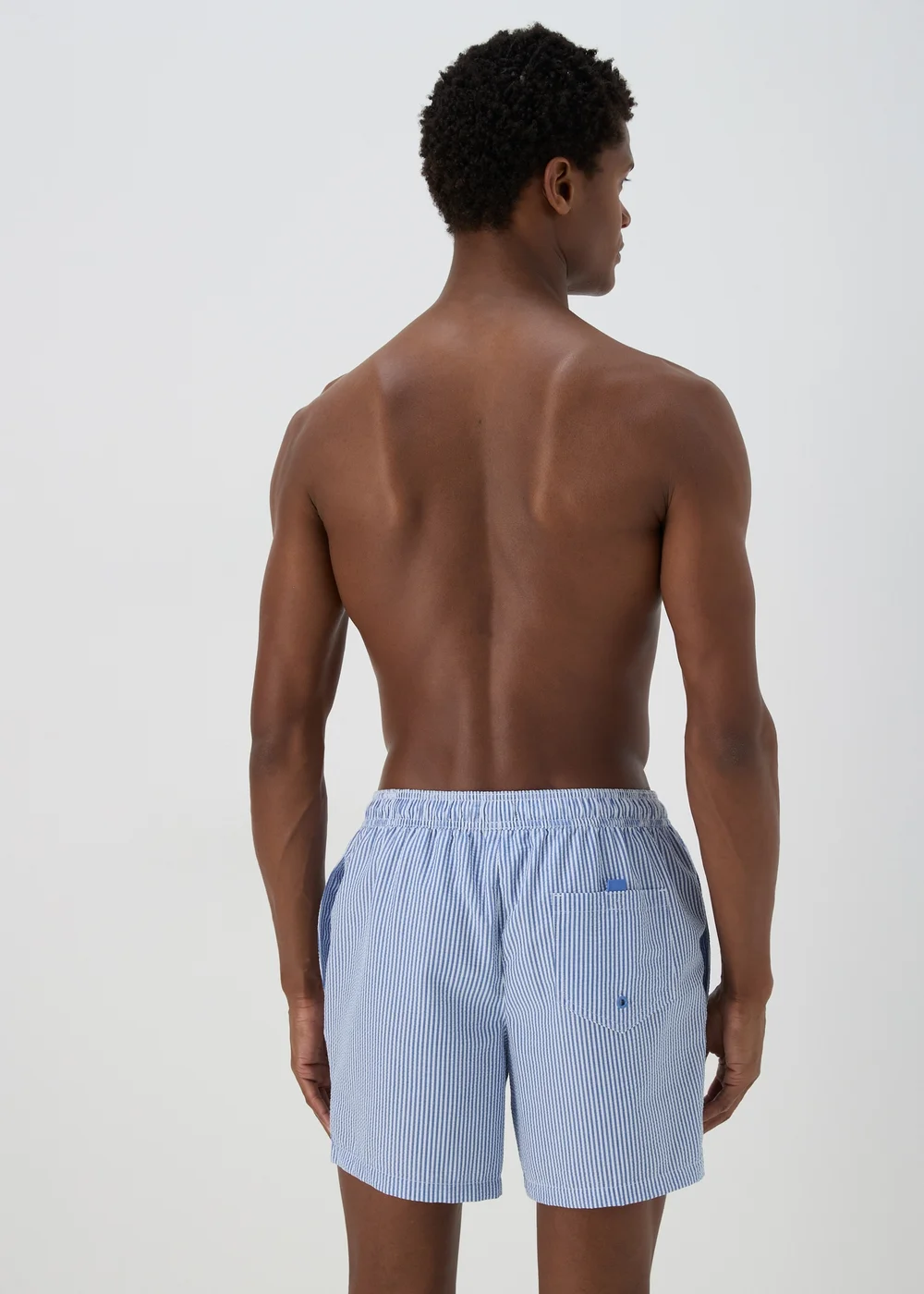 Blue Stripe Seersucker Swim Shorts - S Image 2