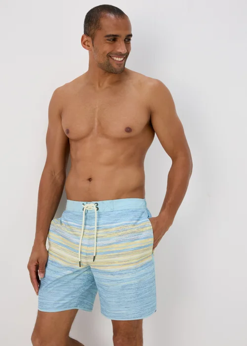 Blue Sketchy Stripe Swim Shorts - S Image 1