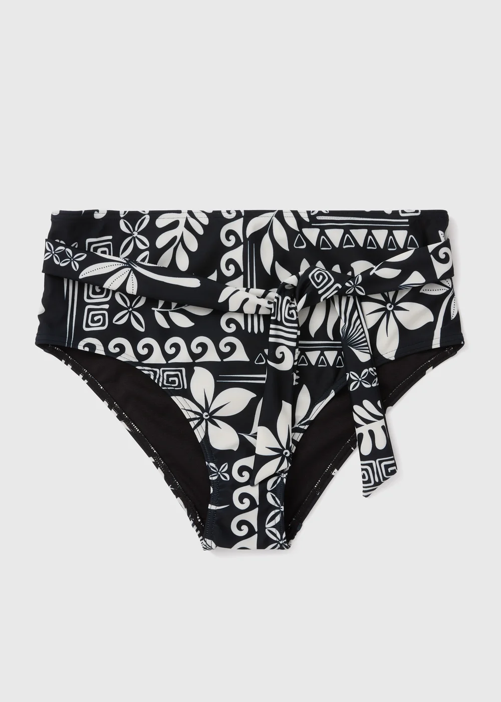 Black & Cream Tile Print High Waisted Bikini Briefs - 8 Image 4