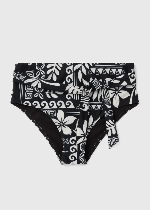 Black & Cream Tile Print High Waisted Bikini Briefs - 8 Image 4