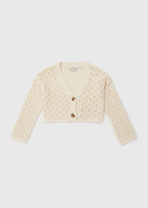 Girls Cream Spring Crochet Cardigan (7-13yrs) - Age 7 Years Image 1