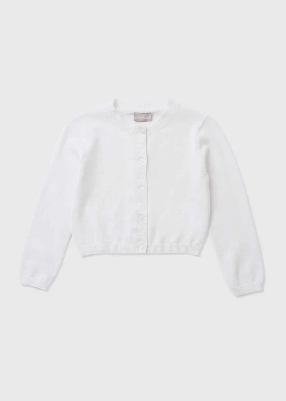 Girls White Round Neck Cardigan (7-13yrs) - 7 Yrs Image 1