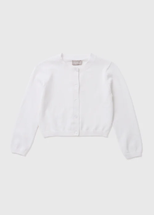 Girls White Round Neck Cardigan (7-13yrs) - 7 Yrs Image 1