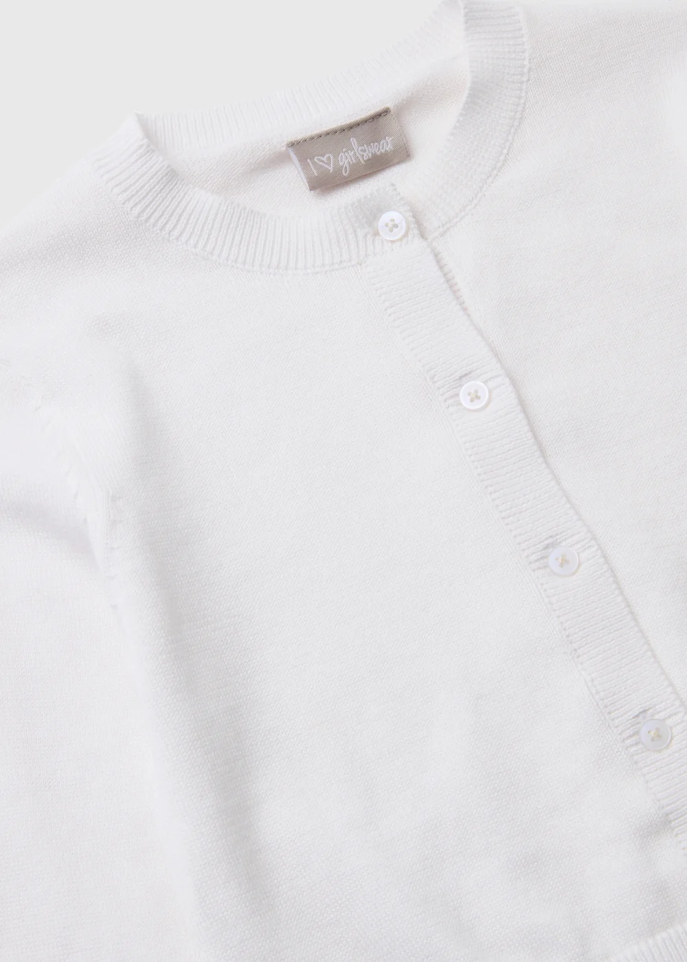 Girls White Round Neck Cardigan (7-13yrs) - 7 Yrs Image 2