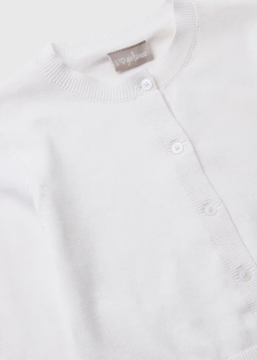 Girls White Round Neck Cardigan (7-13yrs) - 7 Yrs Image 2