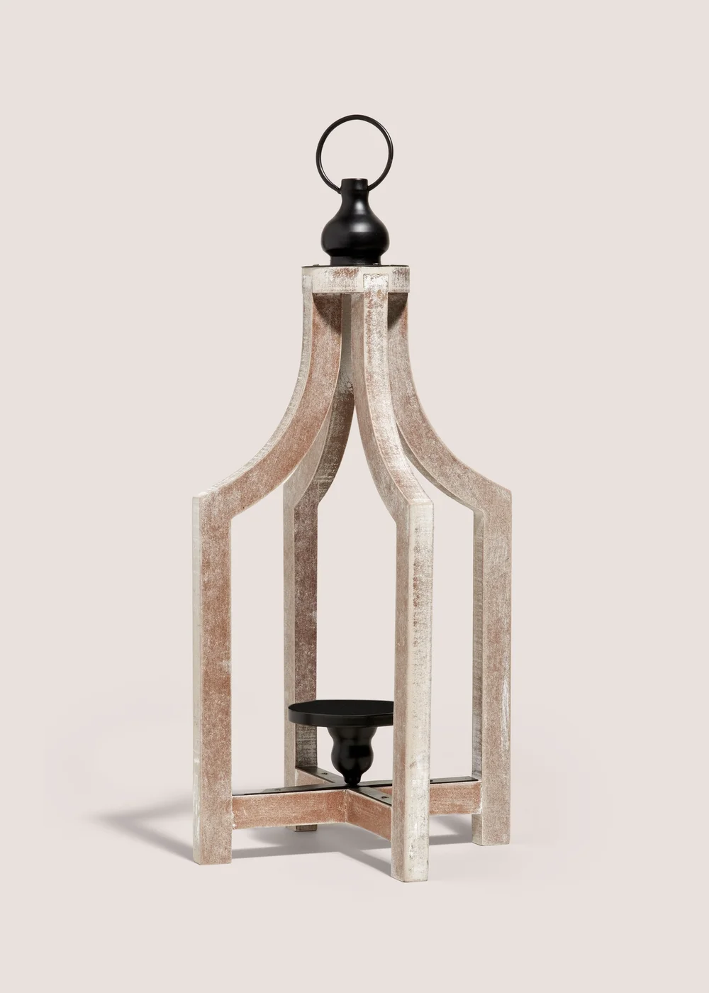 Wood Rustic Washed Lantern (41x20x20cm) Image 1