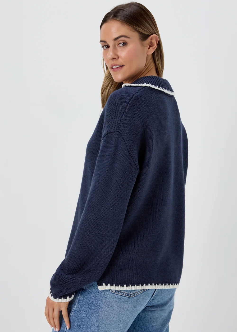 Navy Over Stitch Jumper - XS Image 2