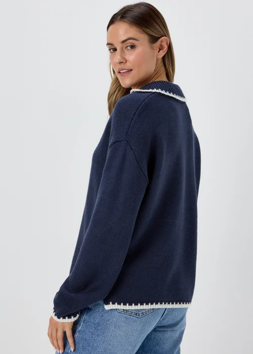 Navy Over Stitch Jumper - XS Image 2