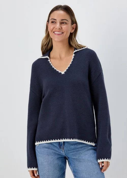 Navy Over Stitch Jumper - XS Image 1