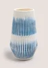 Blue Ribbed Ceramic Vase (26cm x 16cm x 16cm) Image 1