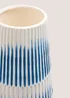 Blue Ribbed Ceramic Vase (26cm x 16cm x 16cm) Image 2