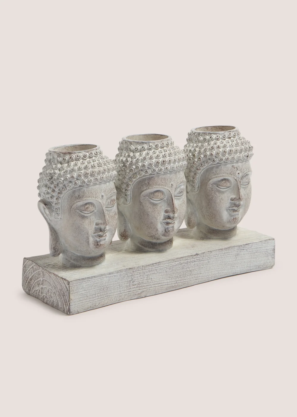 Grey Buddah Trio Head Candle Holder (41x31x39cm) Image 1