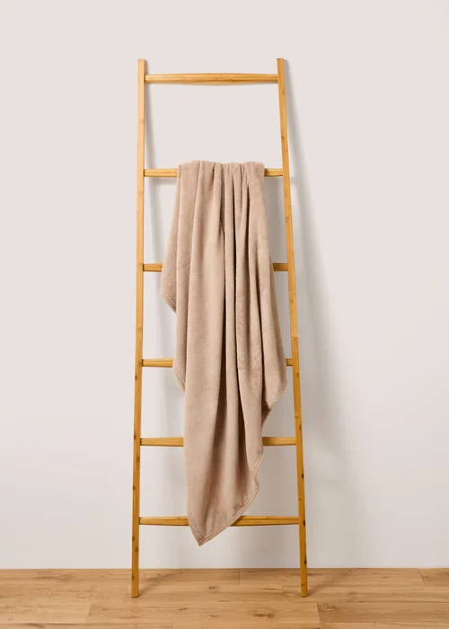 Beige Plain Throw (130cm x 150cm) Image 1