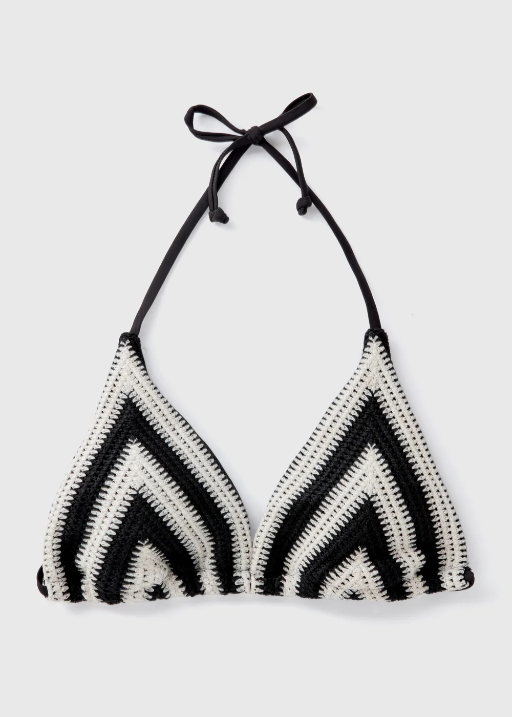 Black & Cream Crochet Bikini Top - 6 Image 4