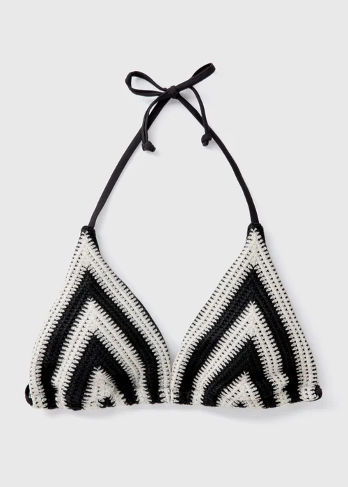Black & Cream Crochet Bikini Top - 6 Image 4