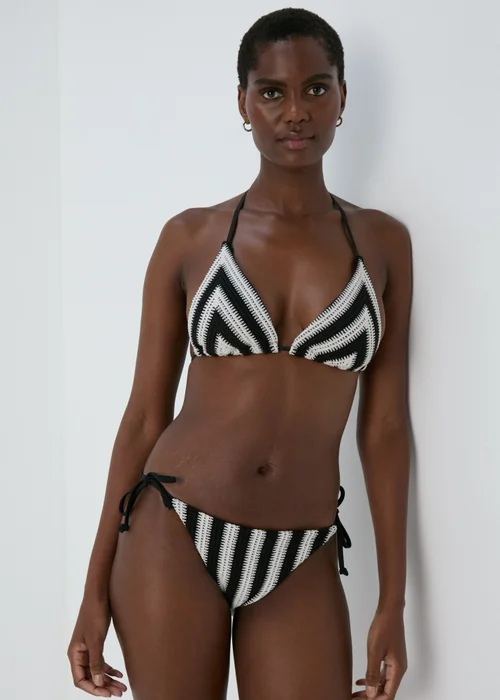 Black & Cream Crochet Bikini Top - 6 Image 1