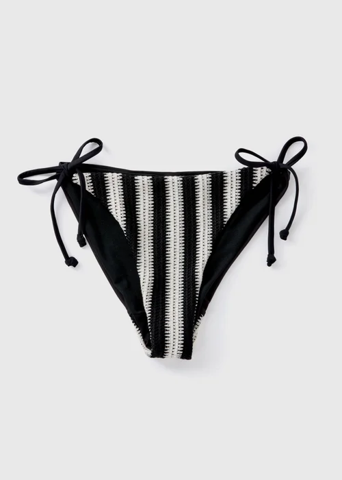 Black & Cream Crochet Bikini Bottoms - Size 6 Image 4