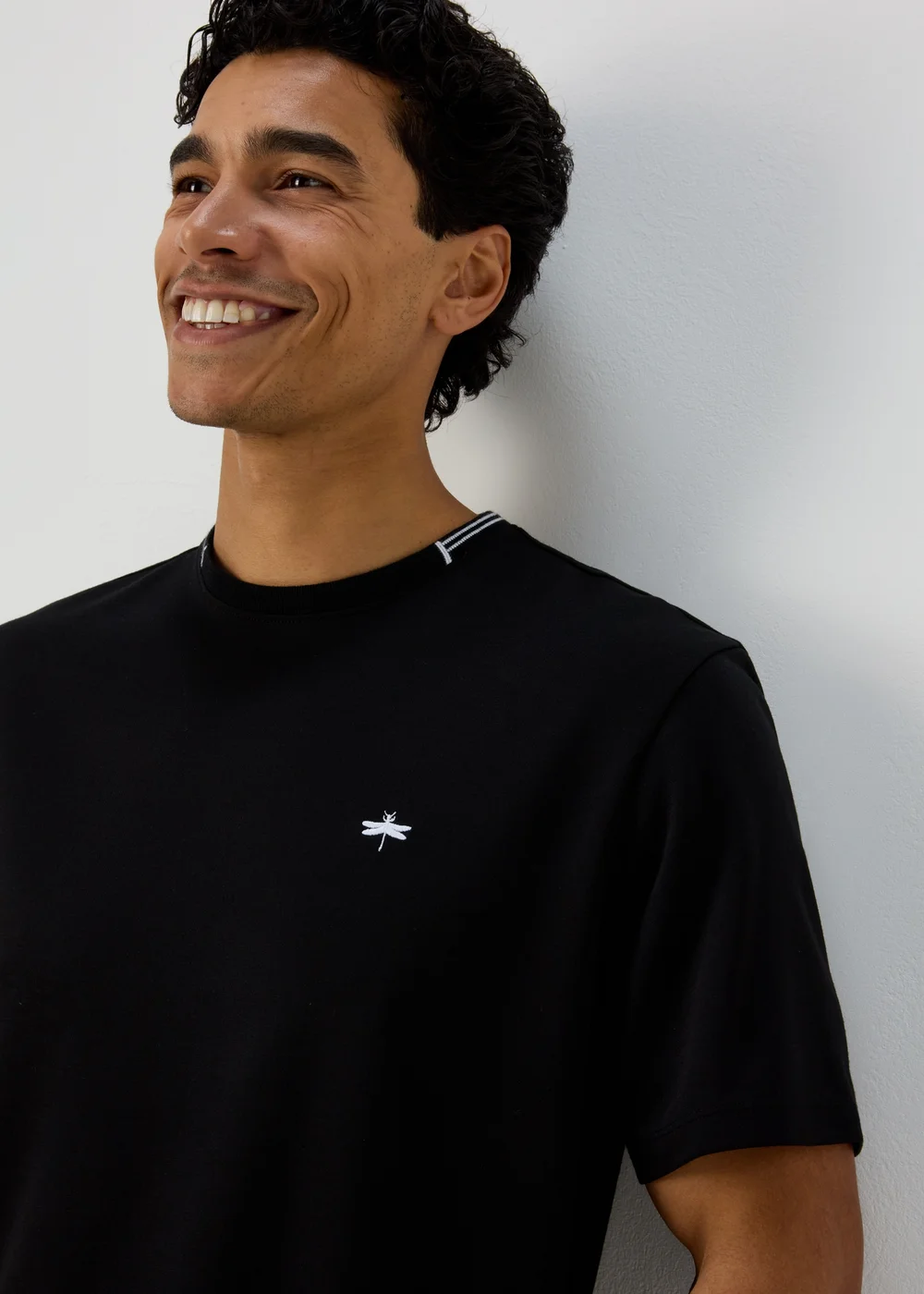 Black Embroidered T-Shirt - Small Image 3