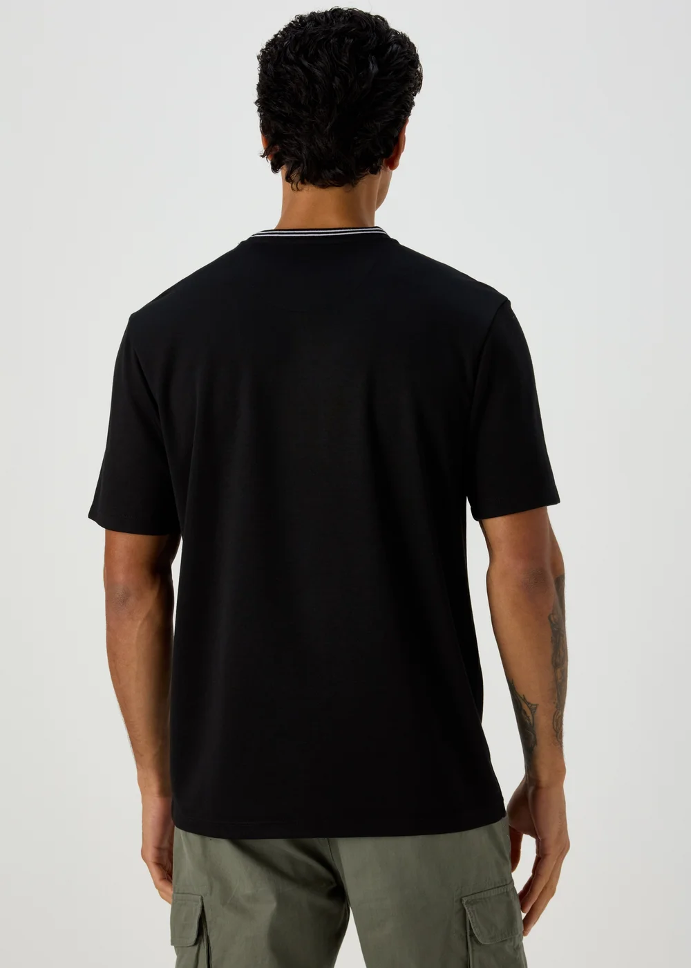 Black Embroidered T-Shirt - Small Image 2