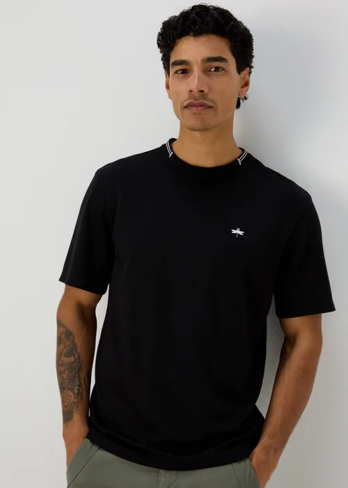 Black Embroidered T-Shirt - Small Image 1