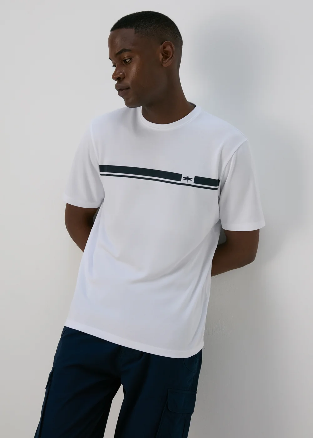 White Basic Print T-Shirt - Small Image 1