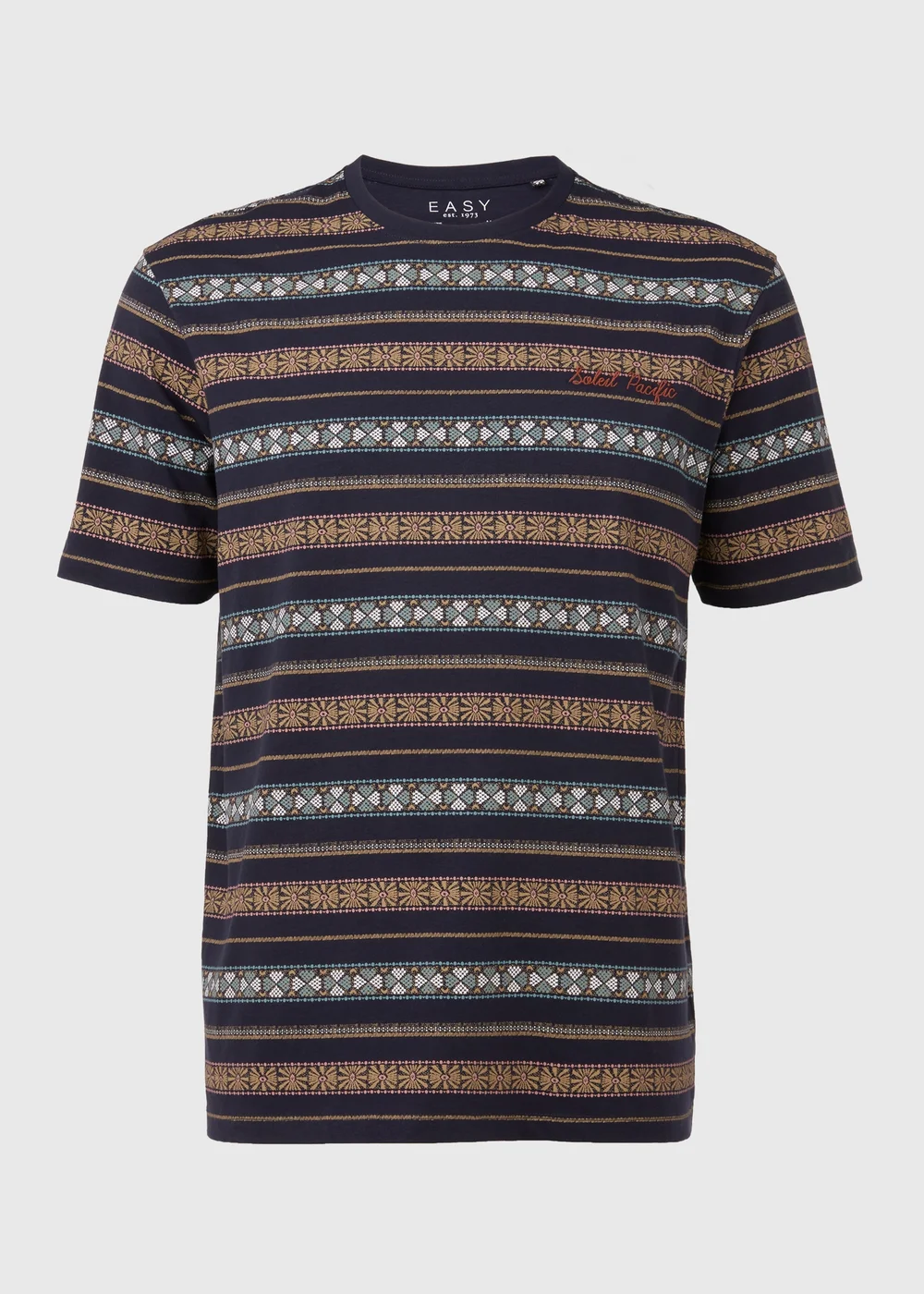 Navy Stripe Aztec Print T-Shirt - S Image 5