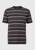 Navy Stripe Aztec Print T-Shirt - S Image 5