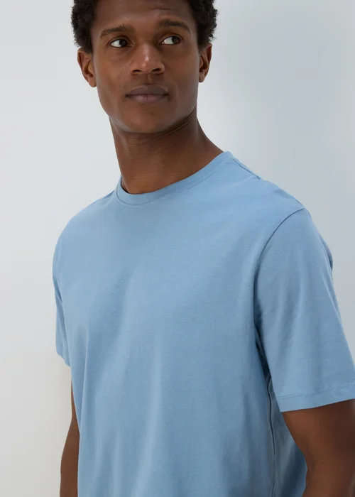 3 Pack Navy Blue & White Plain T-Shirt - S Image 4