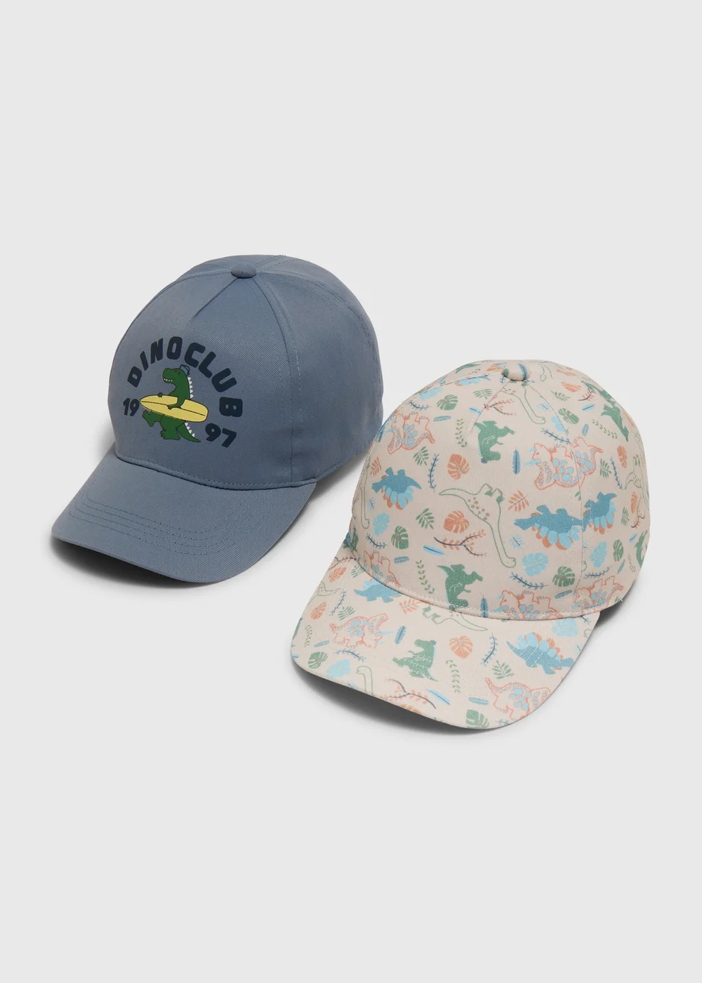 Boys 2 Pack Blue Dino Club Caps (3-10yrs) - Age 3 - 6 Years Image 1