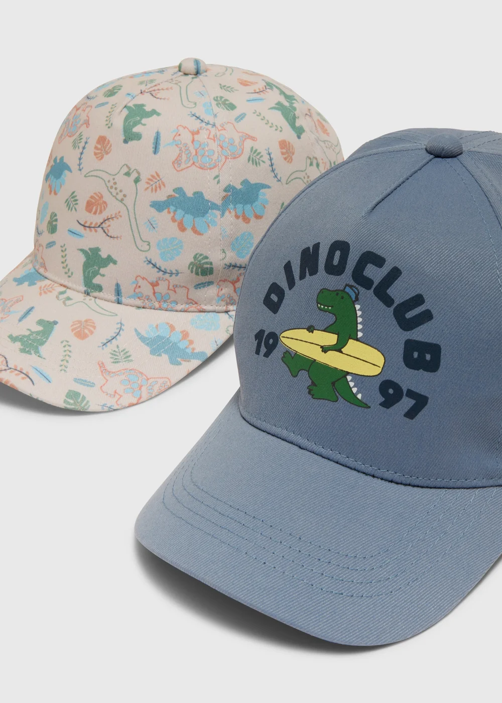 Boys 2 Pack Blue Dino Club Caps (3-10yrs) - Age 3 - 6 Years Image 2
