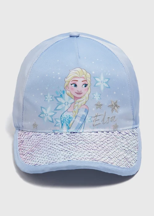 Disney Girls Blue Elsa Sequin Cap (3-10yrs) - Age 7-10 Years Image 1
