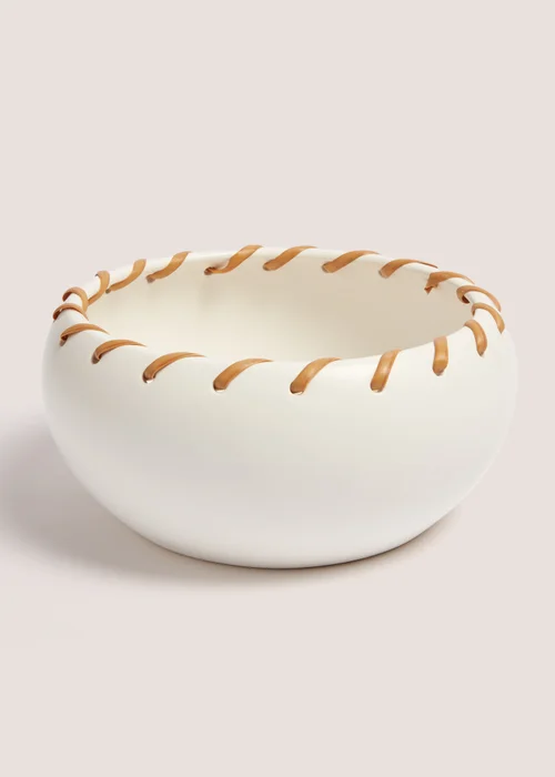Cream Woven Ceramic Bowl (32cm x 47cm x 39cm) Image 1