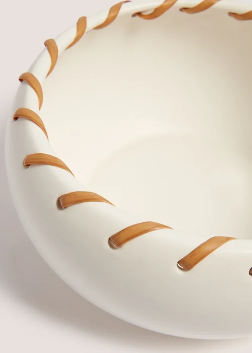Cream Woven Ceramic Bowl (32cm x 47cm x 39cm) Image 2