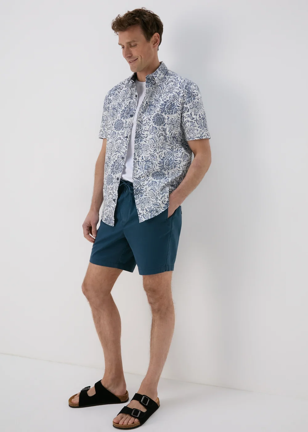 White Floral Vine Print Shirt - S Image 1