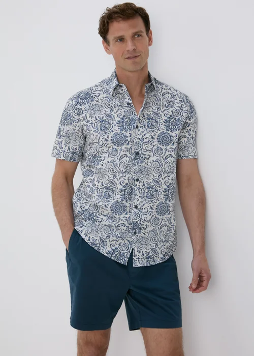 White Floral Vine Print Shirt - S Image 4