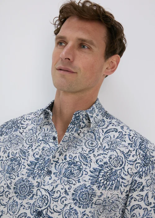 White Floral Vine Print Shirt - S Image 3