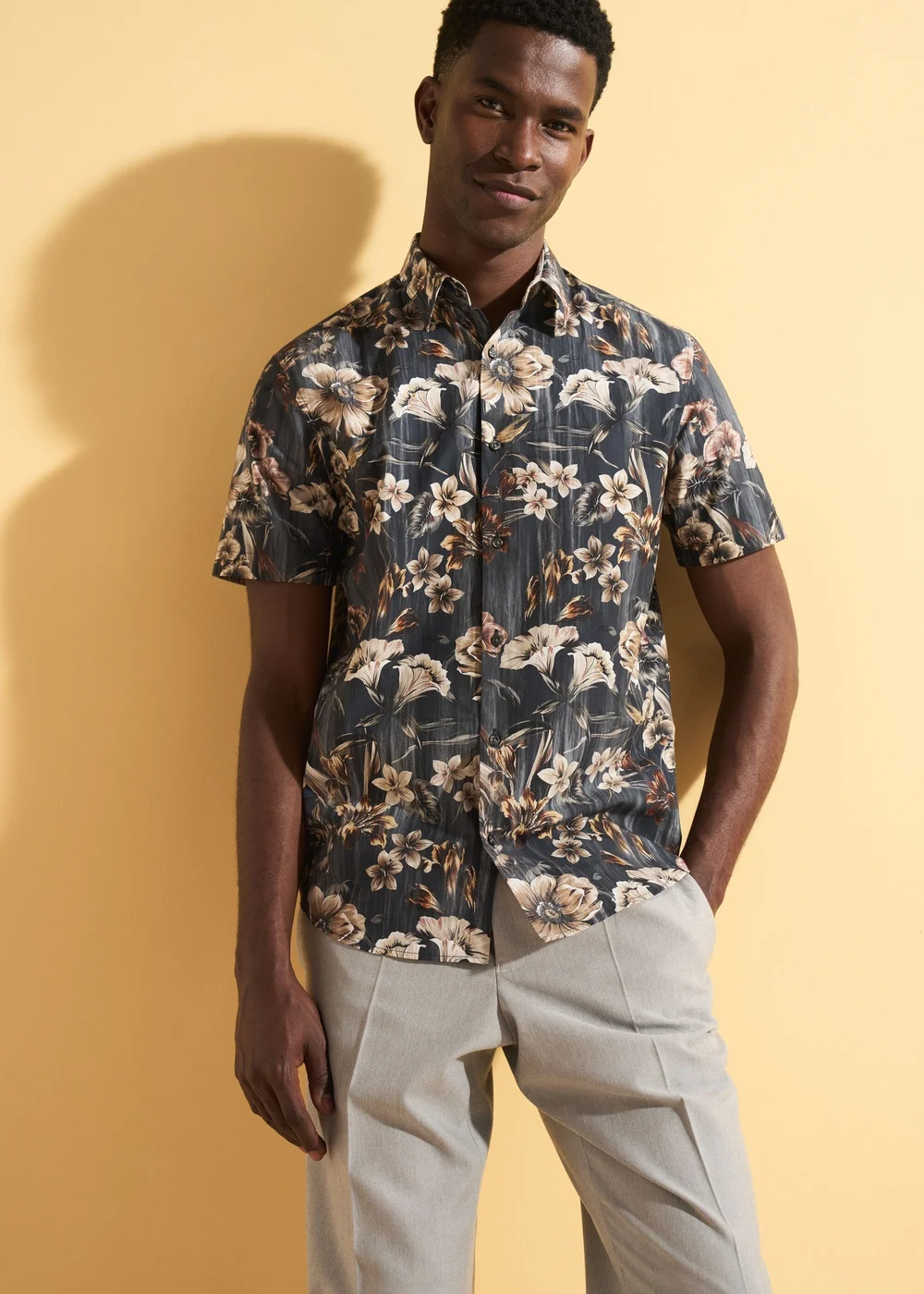 Teal Floral Smart Shirt - Small Image 6