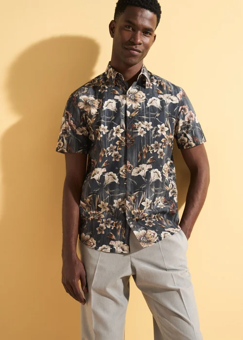 Teal Floral Smart Shirt - Small Image 6