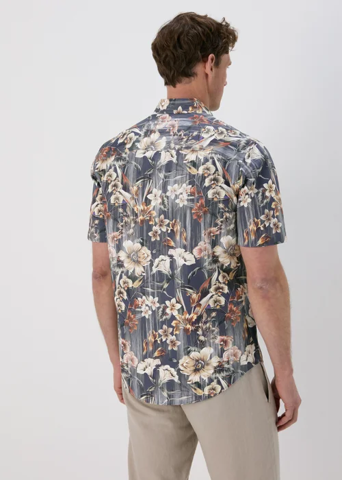 Teal Floral Smart Shirt - Small Image 2
