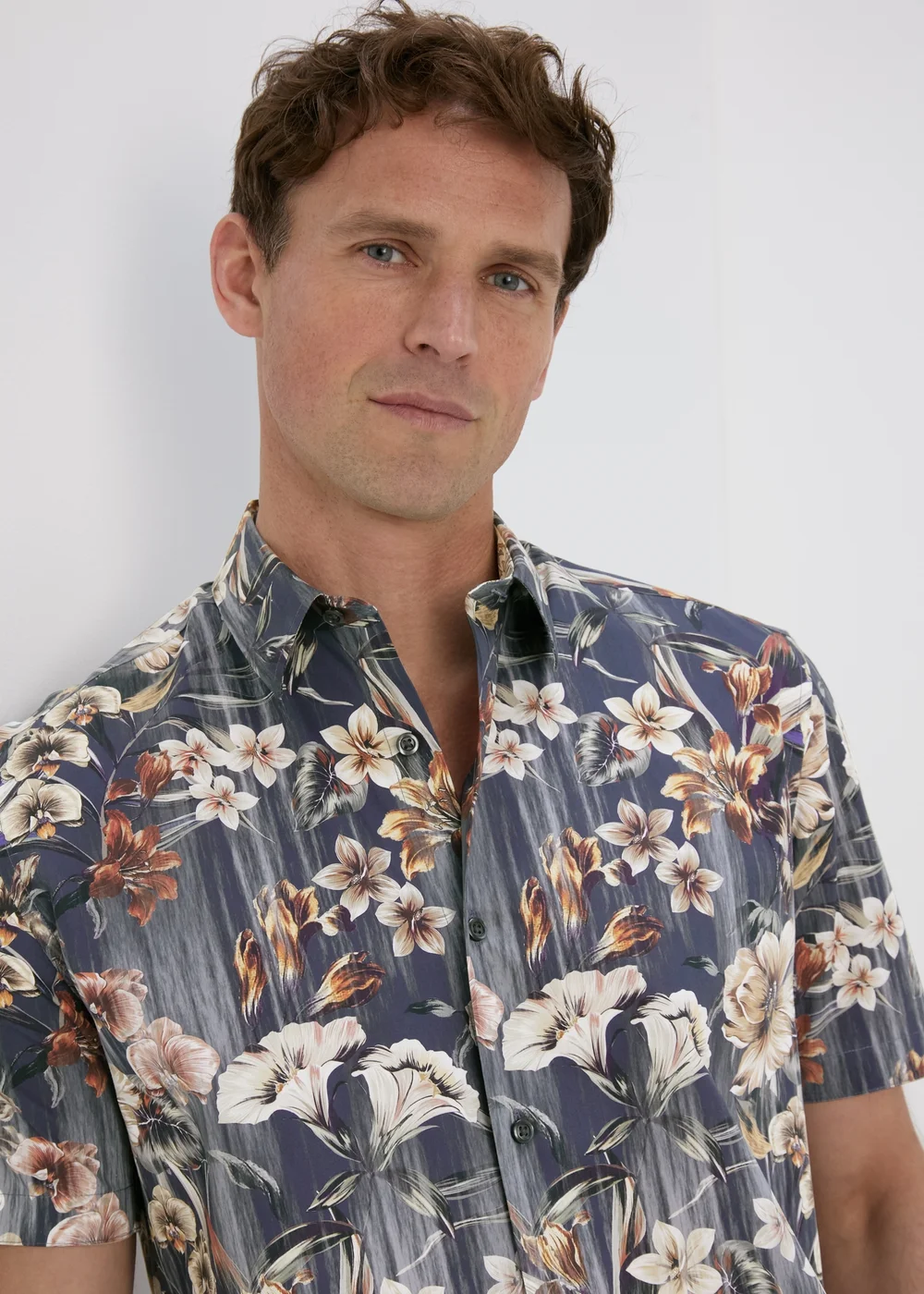 Teal Floral Smart Shirt - Small Image 1