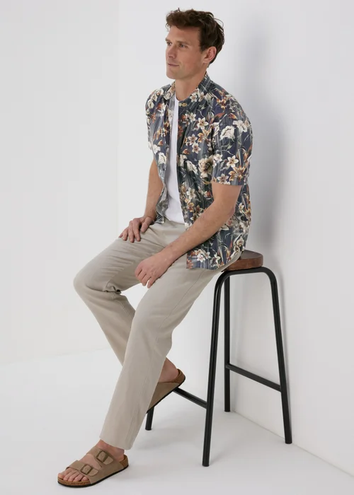 Teal Floral Smart Shirt - Small Image 4