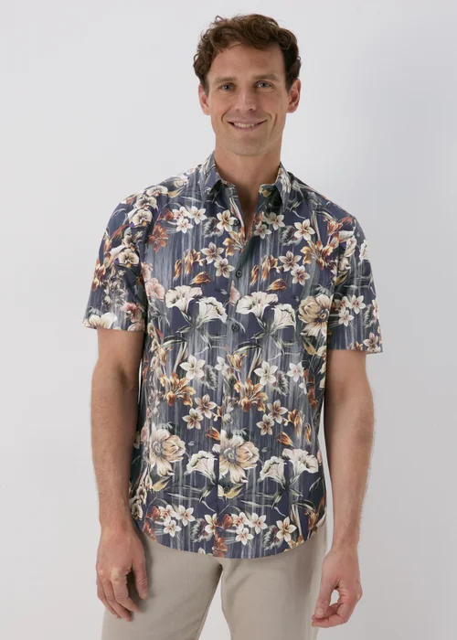 Teal Floral Smart Shirt - Small Image 3