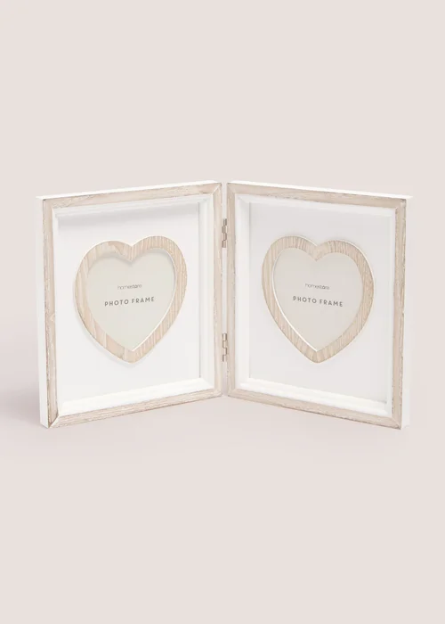 Cream Cottage Heart Double Window Photo Frame (25cm x 20cm x 2cm) Image 1