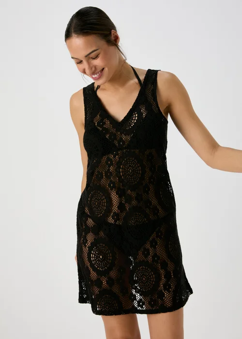 Black Short Crochet Dress - XS Image 1