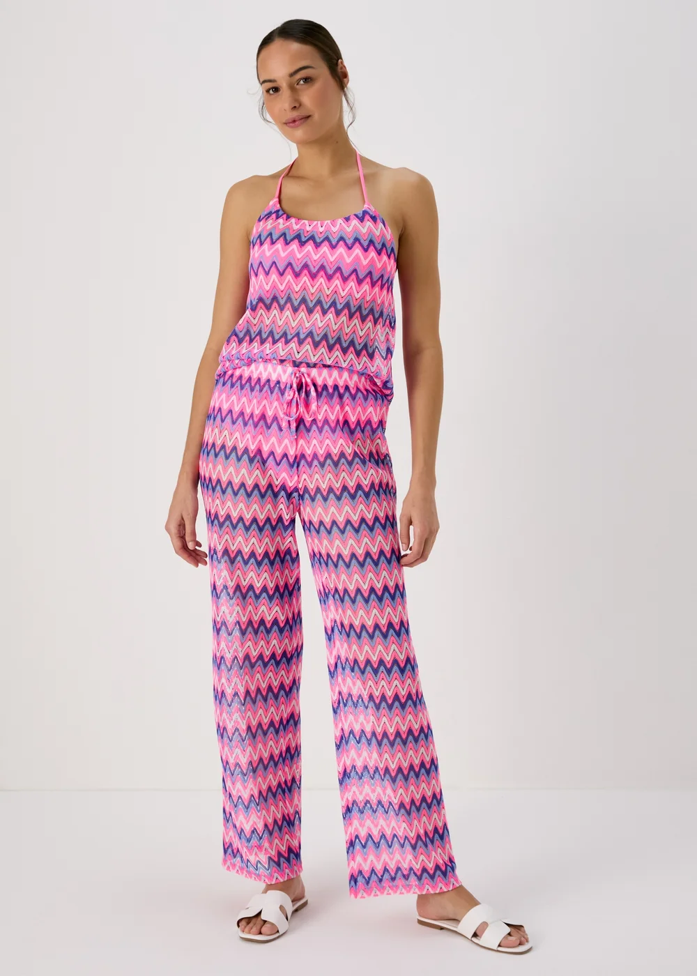 Pink Wide Leg Beach Trousers - XS Image 1