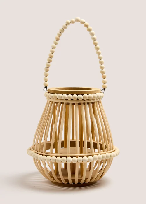 Wood Artisan Beaded Lantern (25.5cm x 25.5cm x 25cm) Image 1