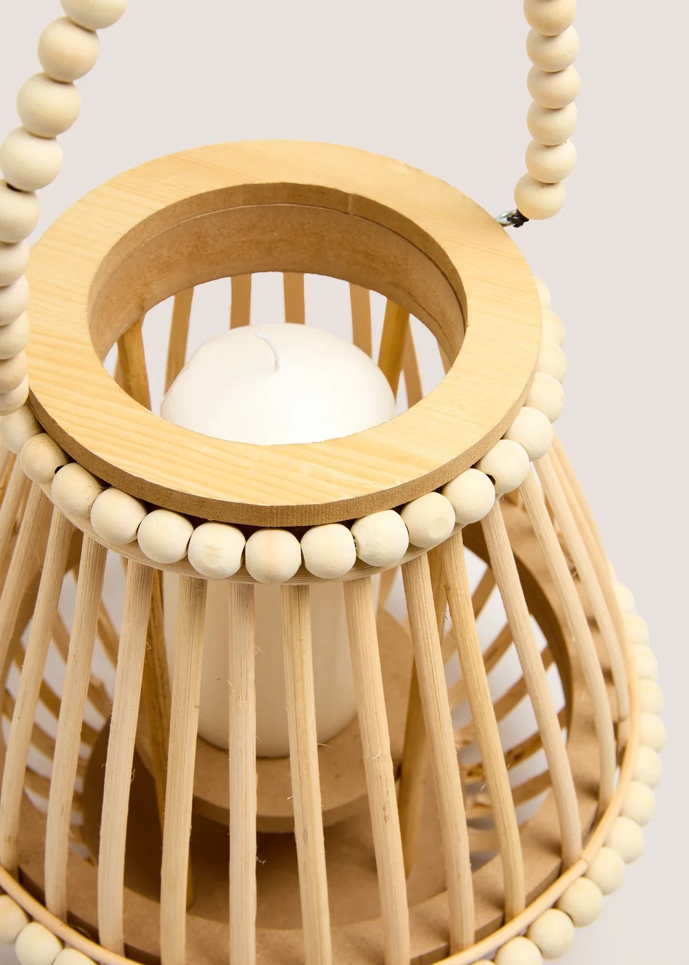 Wood Artisan Beaded Lantern (25.5cm x 25.5cm x 25cm) Image 2