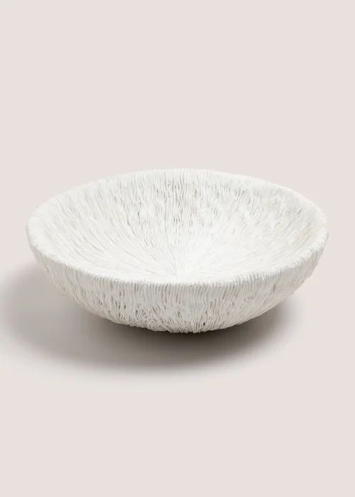 White Embossed Decorative Bowl (75cm x 25cm x 25cm) Image 1