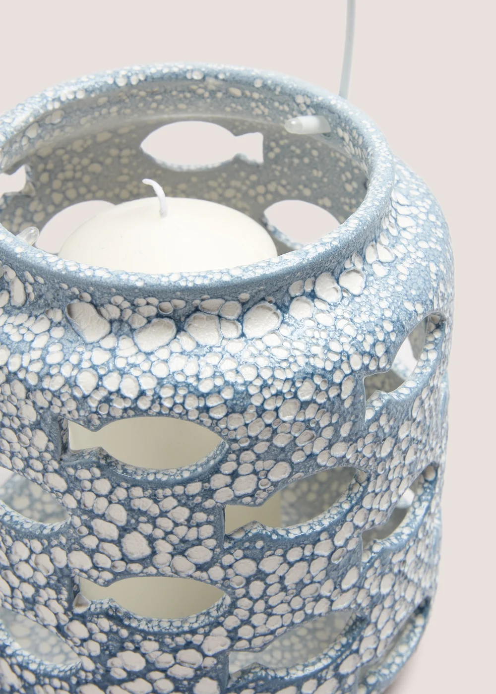 Blue Fish Embroidered Cut Out Lantern (21cm x 19cm x 19cm) Image 2